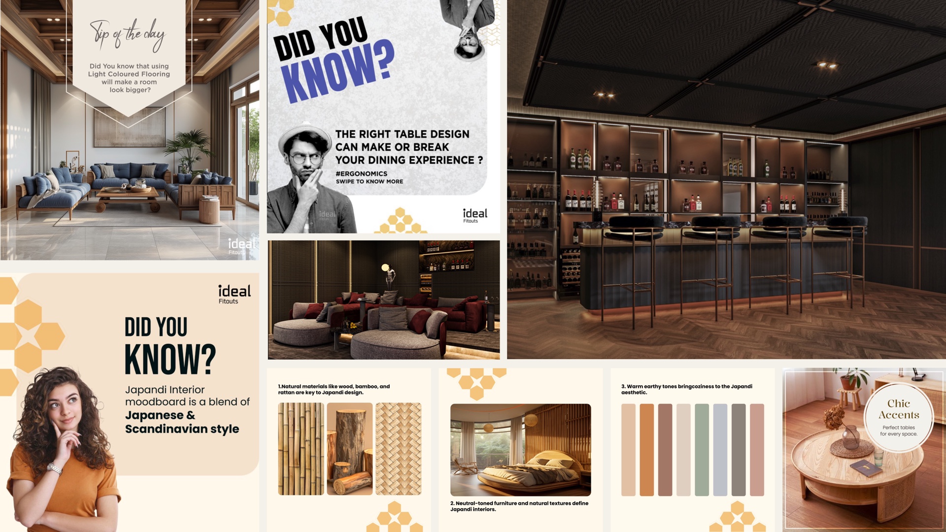 Ideal Fitouts interiors, brand and social media project collage
